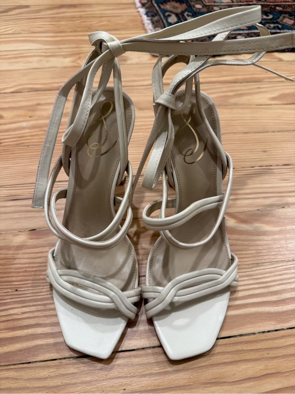 Sam Edelman Women's Cream Lace-Up Strappy Sandals